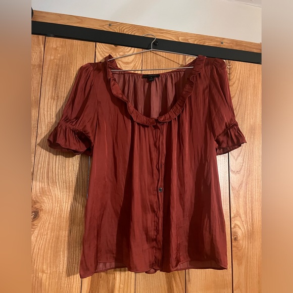 J. Crew Rust Ruffled Blouse - Picture 1 of 2